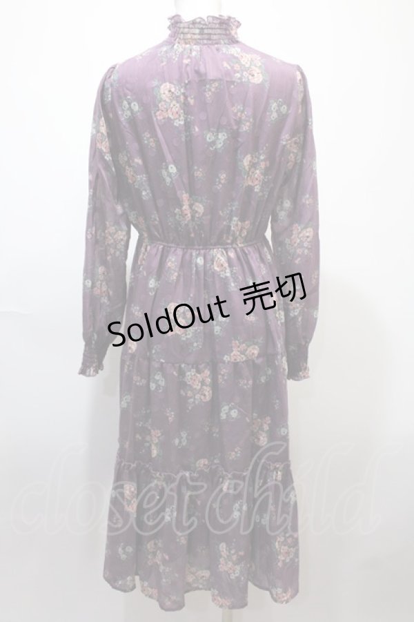 画像2: axes femme / 花柄ティアードワンピース M パープル Y-25-02-13-211-AX-OP-SZ-ZI (2)