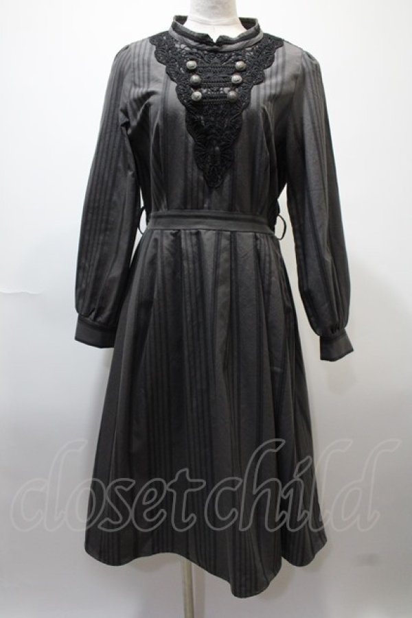 画像1: axes femme / ナポレオン風ハイネックワンピース M グレー Y-25-02-13-218-AX-OP-SZ-ZI (1)