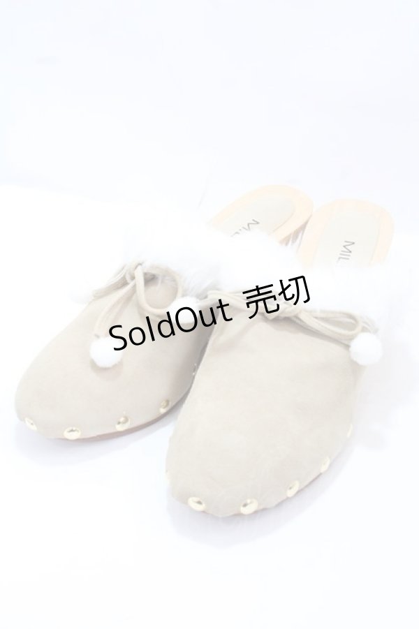 画像1: MILK / 木底ブーサン L ベージュ Y-25-02-16-089-ML-SK-SZ-ZT-K003 (1)