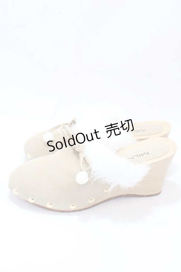 画像2: MILK / 木底ブーサン L ベージュ Y-25-02-16-089-ML-SK-SZ-ZT-K003 (2)