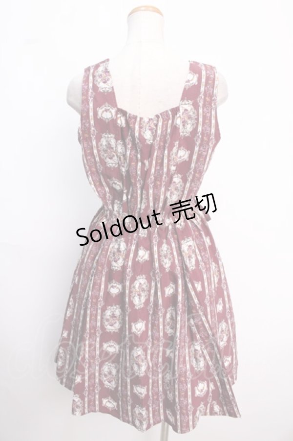 画像2: axes femme POETIQUE / バラフレームストライプワンピース M ワイン Y-25-02-16-153-AX-OP-SZ-OS (2)