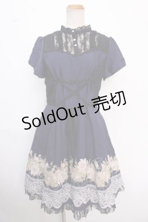 画像: axes femme / フロントレースアップワンピース M 紺 Y-25-02-16-161-AX-OP-SZ-OS