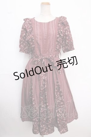 画像: axes femme / パッチワーク柄フリルワンピ M ワイン Y-25-02-16-167-AX-OP-SZ-OS