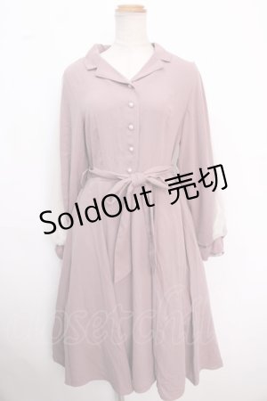 画像: axes femme / チュール袖シャツワンピース M ピンク Y-25-02-16-184-AX-OP-SZ-ZI