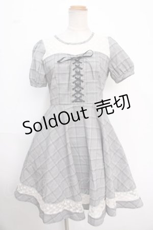 画像: axes femme / グレンチェックビスチェワンピース M グレー Y-25-02-16-187-AX-OP-SZ-ZI