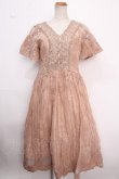 画像1: axes femme NOSTALGIE / オーガンジー刺繍ワンピース M キャメル Y-25-02-16-206-AX-OP-SZ-ZI (1)