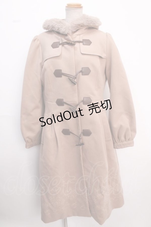 画像1: axes femme / パネル刺繍ダッフルコート L 茶 Y-25-02-16-244-AX-CO-SZ-ZT-C025 (1)