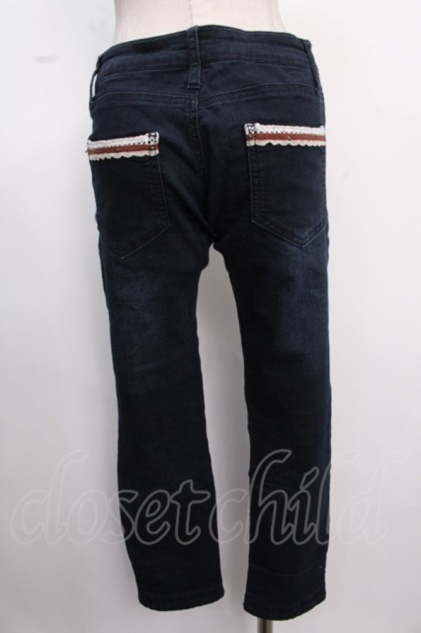 画像2: axes femme / レース配色ストレッチデニム M インディゴ Y-25-02-16-249-AX-PA-SZ-ZS (2)