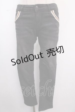 画像: axes femme / レース配色ストレッチデニム M 黒 Y-25-02-16-250-AX-PA-SZ-ZI