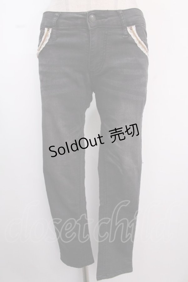 画像1: axes femme / レース配色ストレッチデニム M 黒 Y-25-02-16-250-AX-PA-SZ-ZI (1)