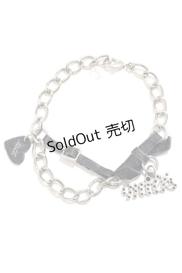 画像1: MILK / レザーリボンブレスレット  ブラック×シルバー Y-25-02-16-029-ML-AC-SZ-ZY (1)