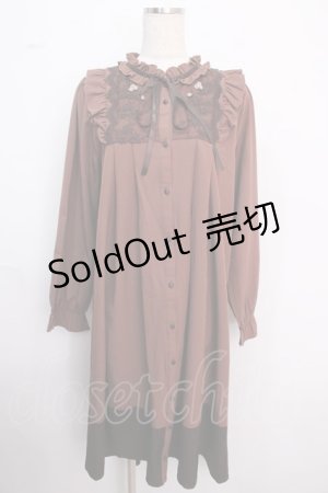 画像: 【SALE】axes femme / 巻きバラ付フリルワンピース M 茶 Y-25-02-18-086-AX-OP-SZ-ZT462