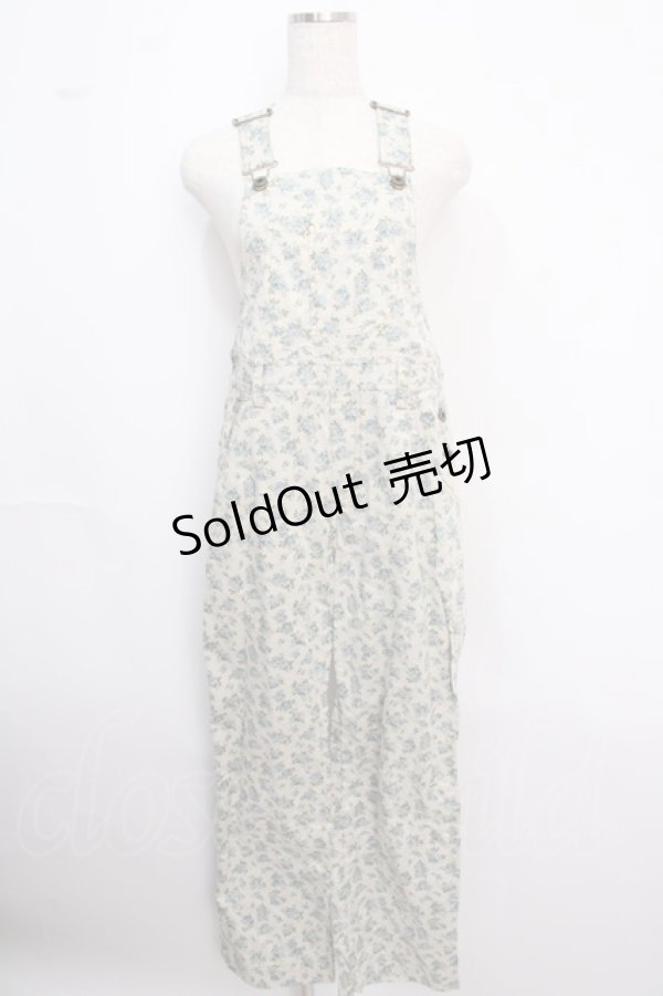 画像1: MILK / Back ribbonオーバーオール  クリーム×ブルーフラワー Y-25-02-18-093-ML-OP-SZ-ZY (1)