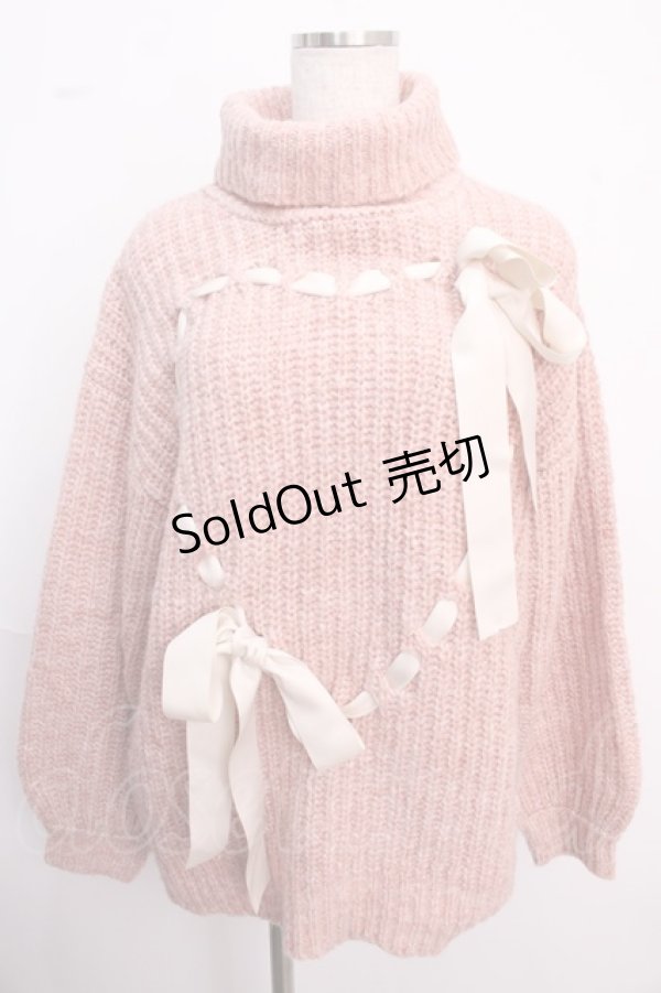 画像1: merry jenny / ハートリボンニット F ピンク Y-25-02-18-098-LO-TO-SZ-ZT438 (1)