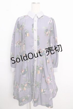画像: axes femme POETIQUE / ラ レコルト柄シャツワンピース  紫 Y-25-02-18-103-AX-OP-AS-OS