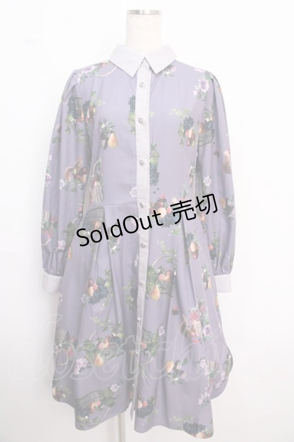 画像1: axes femme POETIQUE / ラ レコルト柄シャツワンピース  紫 Y-25-02-18-103-AX-OP-AS-OS (1)