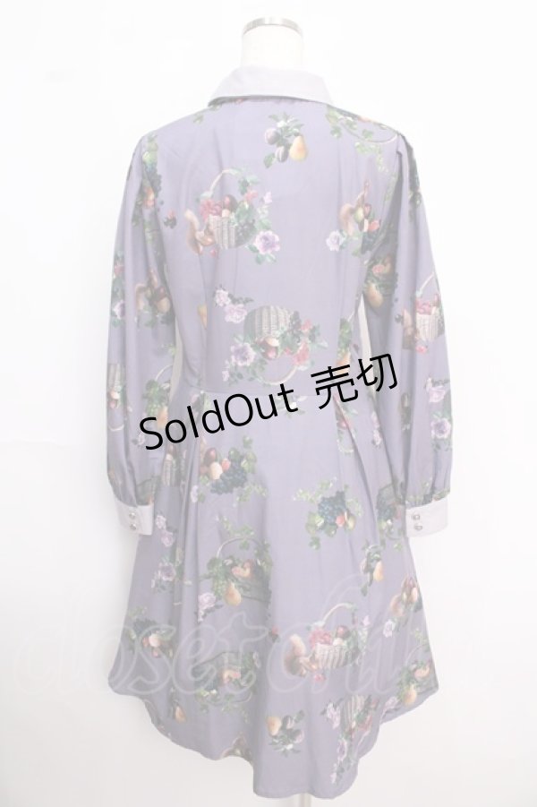 画像2: axes femme POETIQUE / ラ レコルト柄シャツワンピース  紫 Y-25-02-18-103-AX-OP-AS-OS (2)