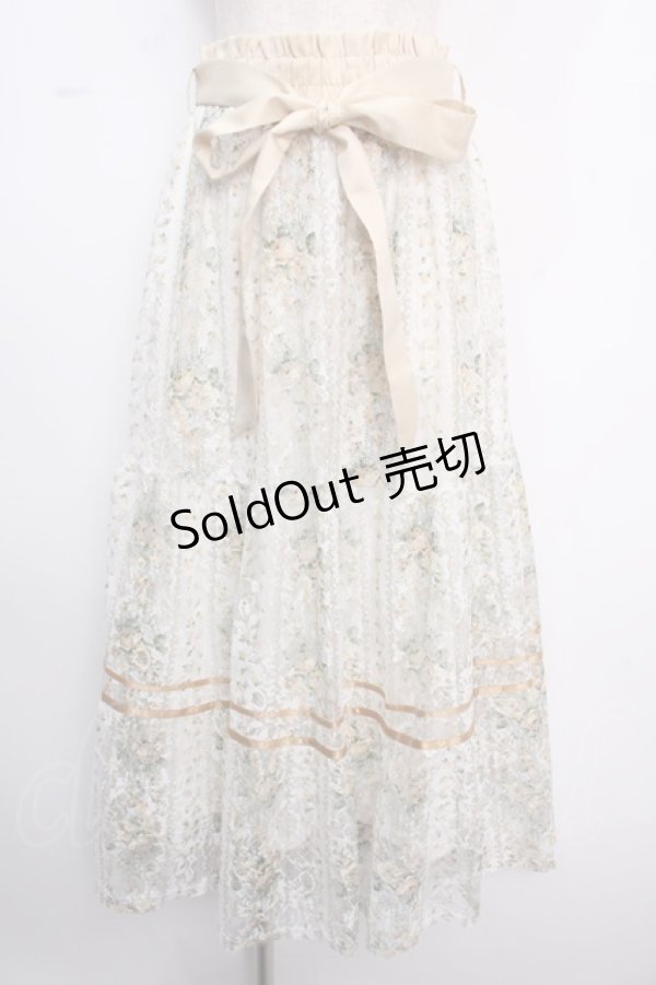 画像1: axes femme / フラワープリントレーススカート F イエロー Y-25-02-18-048-AX-SK-SZ-ZI (1)