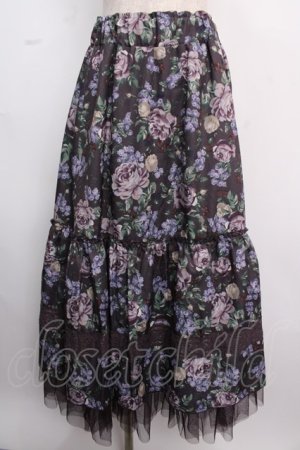画像: axes femme / ホーリーローズ柄フリルスカート M Dブラウン Y-25-02-18-049-AX-SK-SZ-ZT428