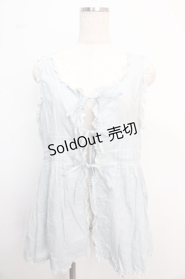 画像1: PINK HOUSE / レース使いノースリオーバーブラウス  サックス Y-25-02-21-052-LO-BL-SZ-ZY (1)