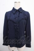 画像1: axes femme / シャンデリア刺繍タイ付きブラウス M 紺 Y-25-02-21-057-AX-BL-SZ-ZI (1)