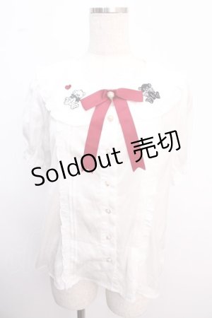 画像: Amavel / シエスタハートベア刺繍入りくま耳付ブラウス F ボルドー Y-25-02-21-074-CA-BL-SZ-ZY