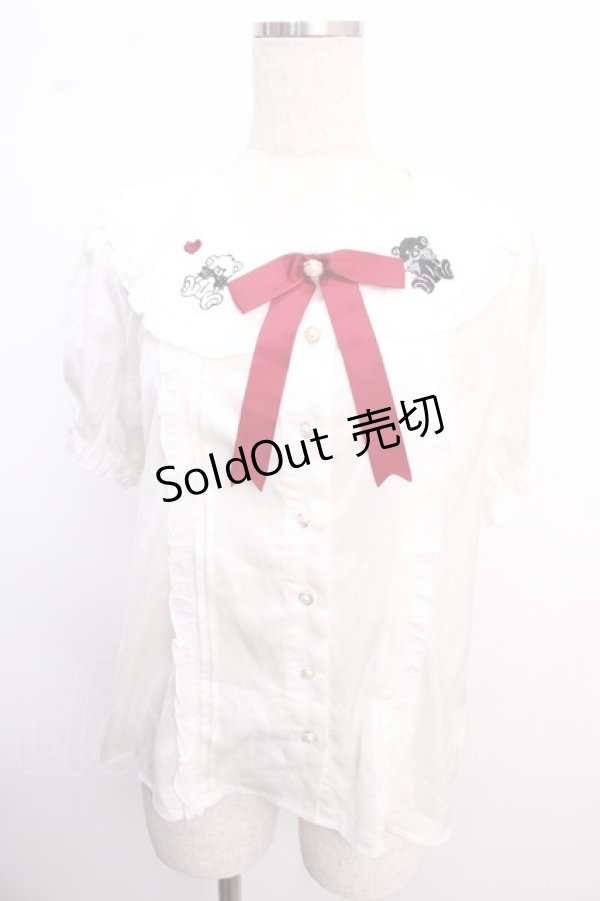 画像1: Amavel / シエスタハートベア刺繍入りくま耳付ブラウス F ボルドー Y-25-02-21-074-CA-BL-SZ-ZY (1)