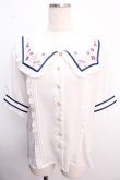画像1: Amavel / 衿刺繍チャイナブラウス F ネイビー Y-25-02-21-075-CA-BL-SZ-ZY (1)