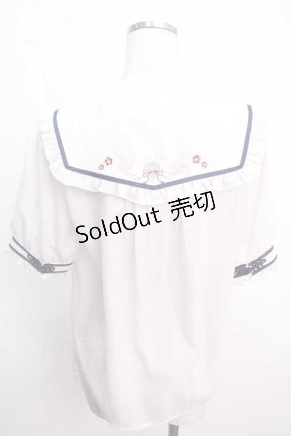 画像2: Amavel / 衿刺繍チャイナブラウス F ネイビー Y-25-02-21-075-CA-BL-SZ-ZY (2)