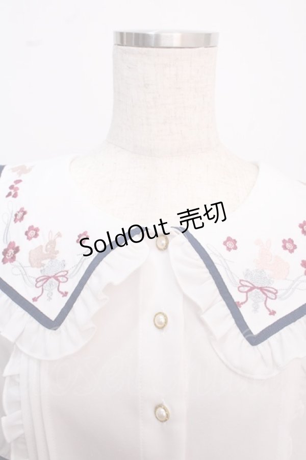 画像3: Amavel / 衿刺繍チャイナブラウス F ネイビー Y-25-02-21-075-CA-BL-SZ-ZY (3)
