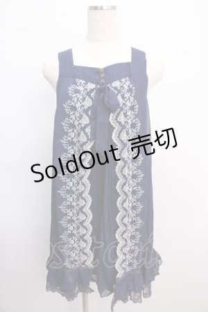 画像: axes femme / スカラップ刺繍シフォンプリーツワンピース M 紺 Y-25-02-21-086-AX-OP-SZ-ZI