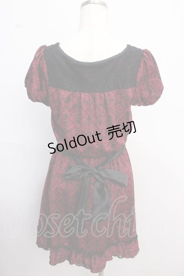 画像2: axes femme / オーナメント柄ワンピース M ワイン Y-25-02-21-087-AX-OP-SZ-ZI (2)
