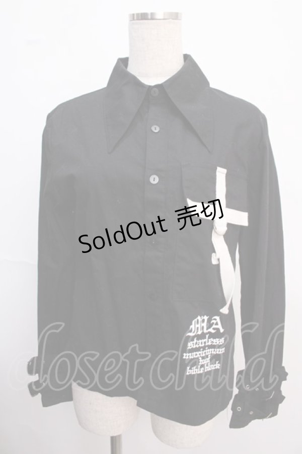 画像1: MA / 袖ベルト付きシャツ  黒 Y-25-02-21-125-PU-BL-SZ-ZY (1)