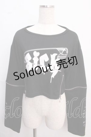 画像: LISTEN FLAVOR / SICK 安ピンリングジップ付ショートトップス  ブラック Y-25-02-21-127-PU-TO-SZ-ZY
