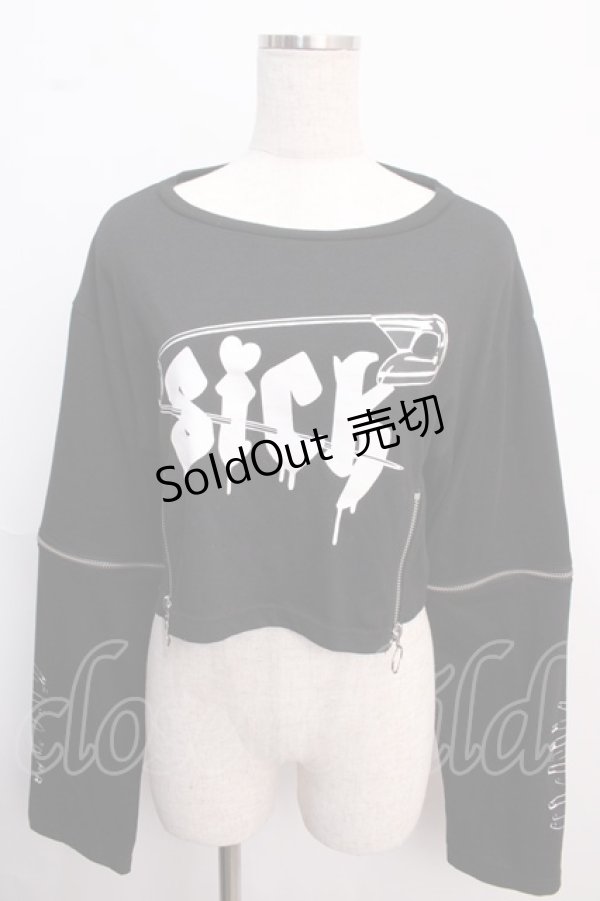 画像1: LISTEN FLAVOR / SICK 安ピンリングジップ付ショートトップス  ブラック Y-25-02-21-127-PU-TO-SZ-ZY (1)