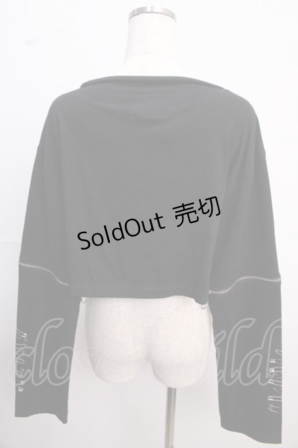 画像2: LISTEN FLAVOR / SICK 安ピンリングジップ付ショートトップス  ブラック Y-25-02-21-127-PU-TO-SZ-ZY (2)