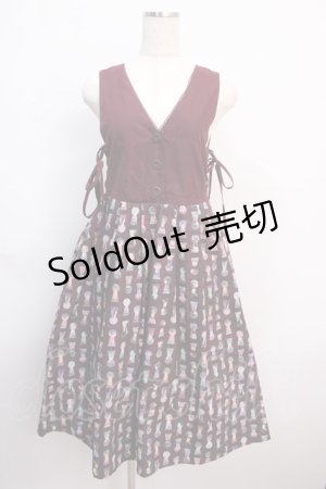 画像: axes femme POETIQUE / アリス　鍵穴柄ジャンスカ M ワイン Y-25-02-21-136-AX-OP-SZ-ZT313