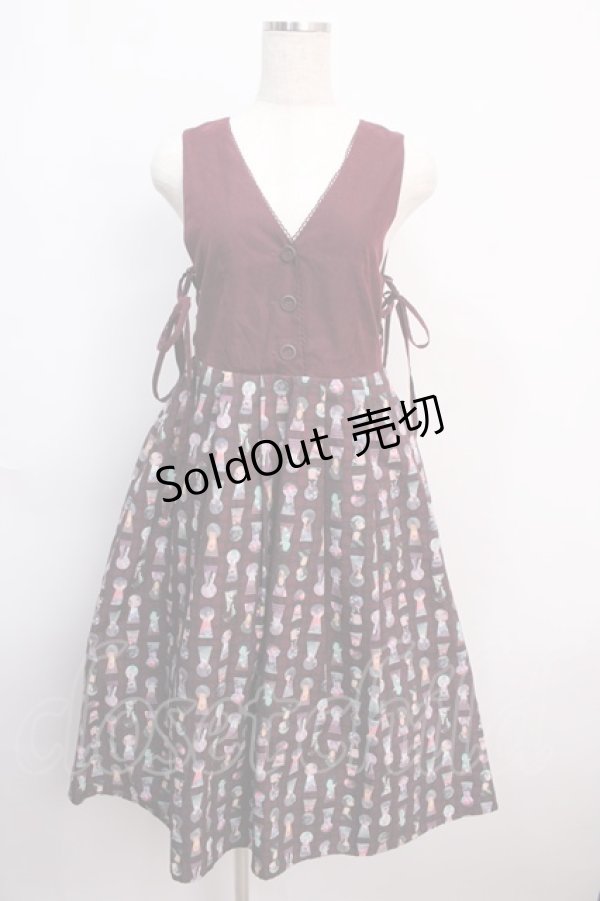 画像1: axes femme POETIQUE / アリス　鍵穴柄ジャンスカ M ワイン Y-25-02-21-136-AX-OP-SZ-ZT313 (1)