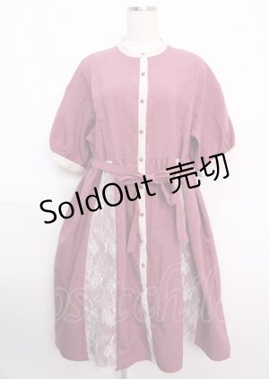 画像: axes femme / レース切替シャツワンピース  ピンク Y-25-02-21-148-AX-OP-SZ-ZI