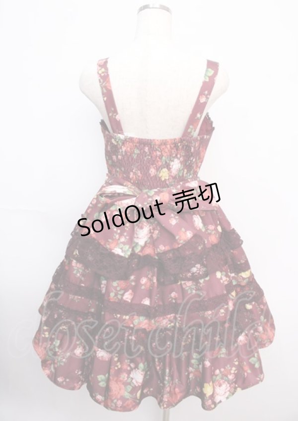 画像2: axes femme kawaii / アンティークローズ柄ジャンパースカート M ワイン Y-25-02-21-156-AX-OP-SZ-ZY (2)