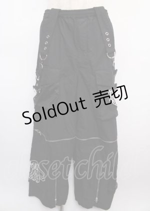 画像: BACKSTAGE PASS / サスペンダーワイドカーゴパンツ F 黒 Y-25-02-21-202-PU-PA-SZ-ZY
