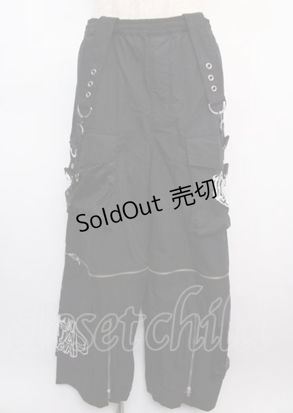 画像1: BACKSTAGE PASS / サスペンダーワイドカーゴパンツ F 黒 Y-25-02-21-202-PU-PA-SZ-ZY (1)