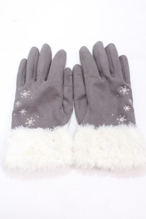 画像: axes femme / 雪の結晶柄刺繍手袋  グレー Y-25-02-21-027-AX-ZA-SZ-ZT424