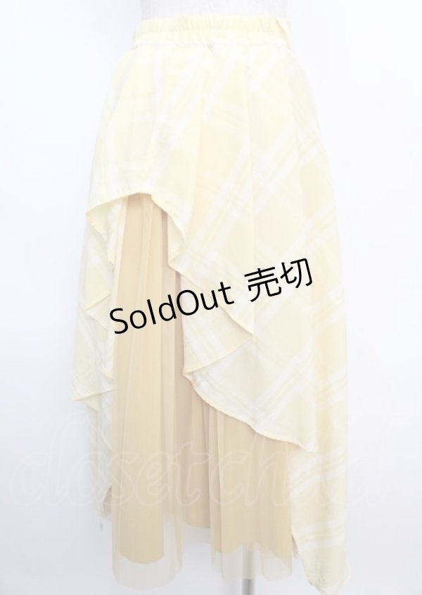 画像2: an another angelus / チュールコンビバックラッフルスカート F イエロー Y-25-02-21-224-CA-SK-SZ-ZY (2)