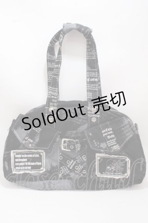 画像: HN+nois / 英字プリントハンドバック  黒 Y-25-02-21-036-HN-BG-SZ-ZY