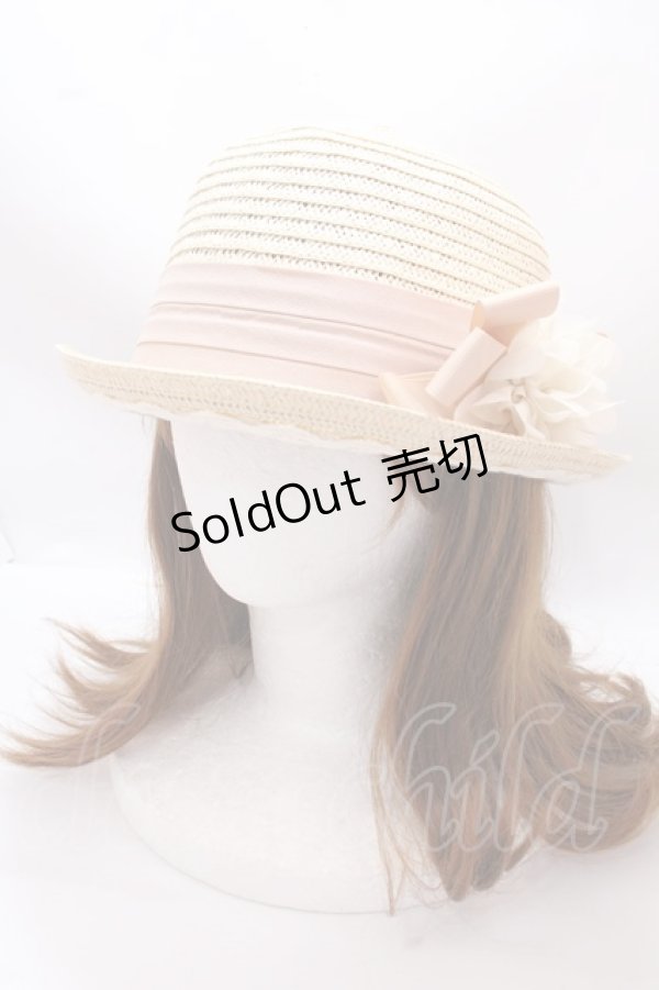 画像1: axes femme / フラワーコサージュハット  ベージュ Y-25-02-21-040-AX-TO-AS-ZT-K004 (1)