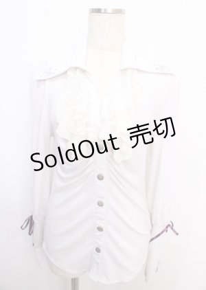 画像: Sixh.&HONEY / バックレース襟付きスナップボタンカーデ  白 Y-25-02-26-001-GO-TO-SZ-ZY