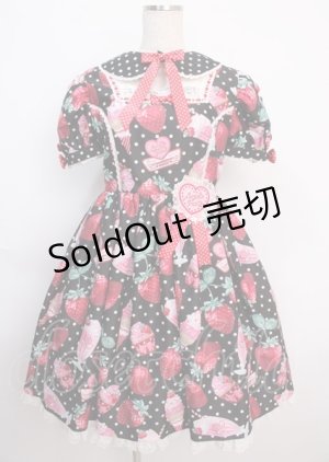 画像: Angelic Pretty / Fresh Strawberry Dinerワンピース  黒 Y-25-02-26-038-AP-OP-SZ-ZY