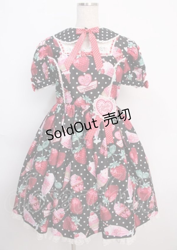 画像1: Angelic Pretty / Fresh Strawberry Dinerワンピース  黒 Y-25-02-26-038-AP-OP-SZ-ZY (1)
