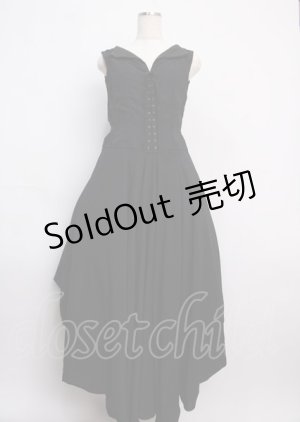 画像: Na+H / 異素材使いレースアップワンピース  黒 Y-25-02-26-044-PU-OP-SZ-ZY